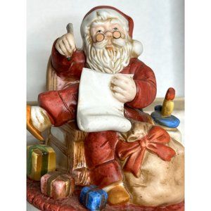 Homco Santa Claus Musical Jingle Bells Bisque Figurine Vtg 80s Christmas Season